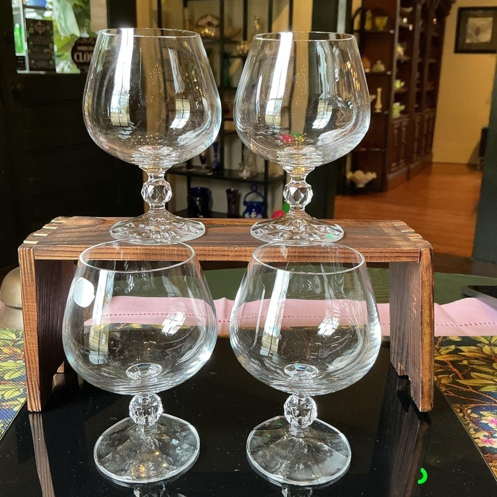 (4) CLAUDIA LMK Import Crystal Brandy Snifters 4 5/8"